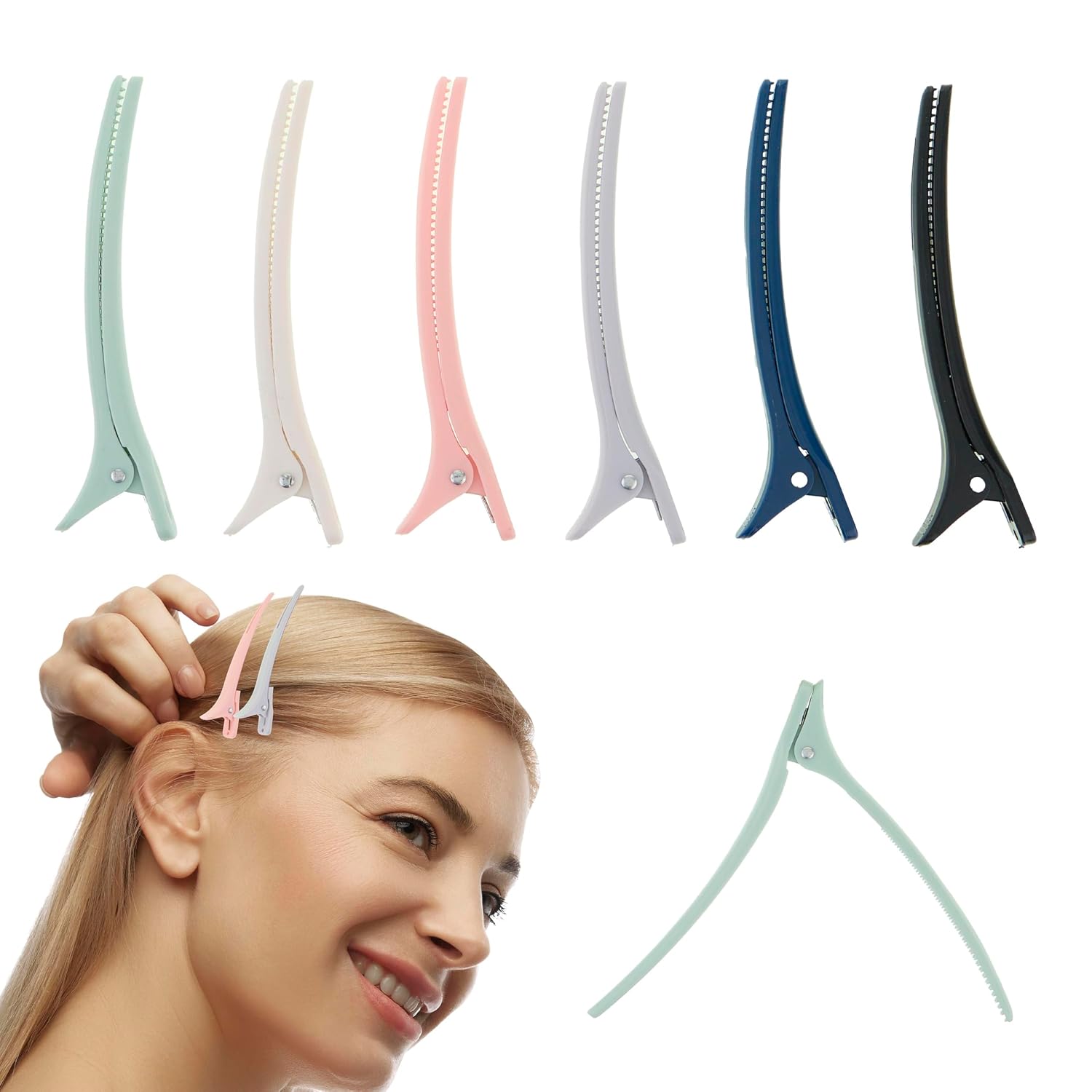 6pc Assorted Colors Blow Dry Hair Clips Set - Heat Resistant & Durable