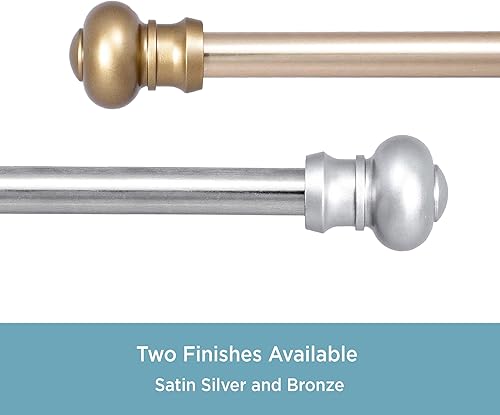 Miniatura 6 de Kenney Ashby Petite Café - Barra decorativa para cortina de ventana de 716 pulgadas, 28-48 pulgadas, plateado satinado