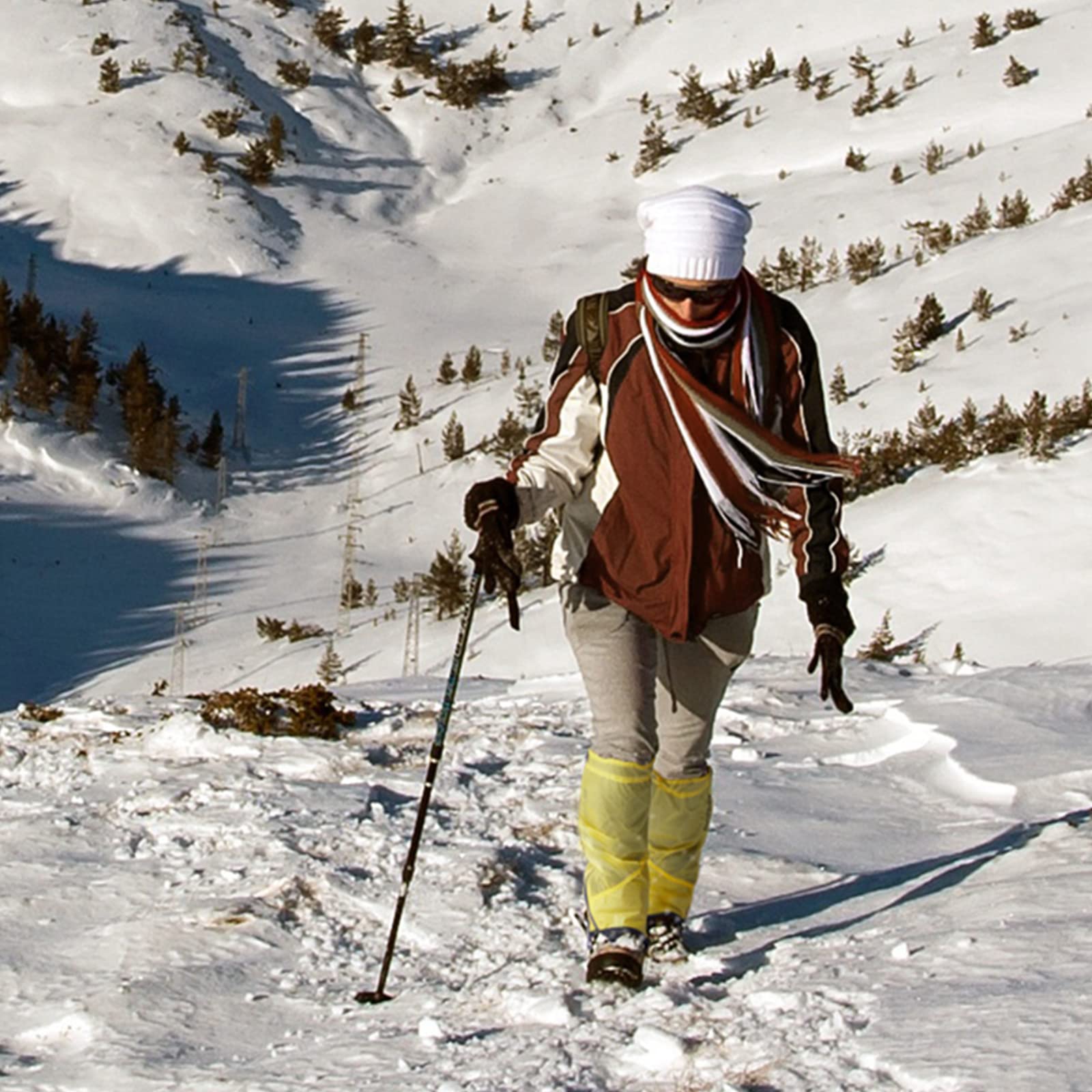 Guêtres de jambe imperméables et réglables, pour bottes de neige en plein air, camping, trekking, escalade, chasse, (gris, M)