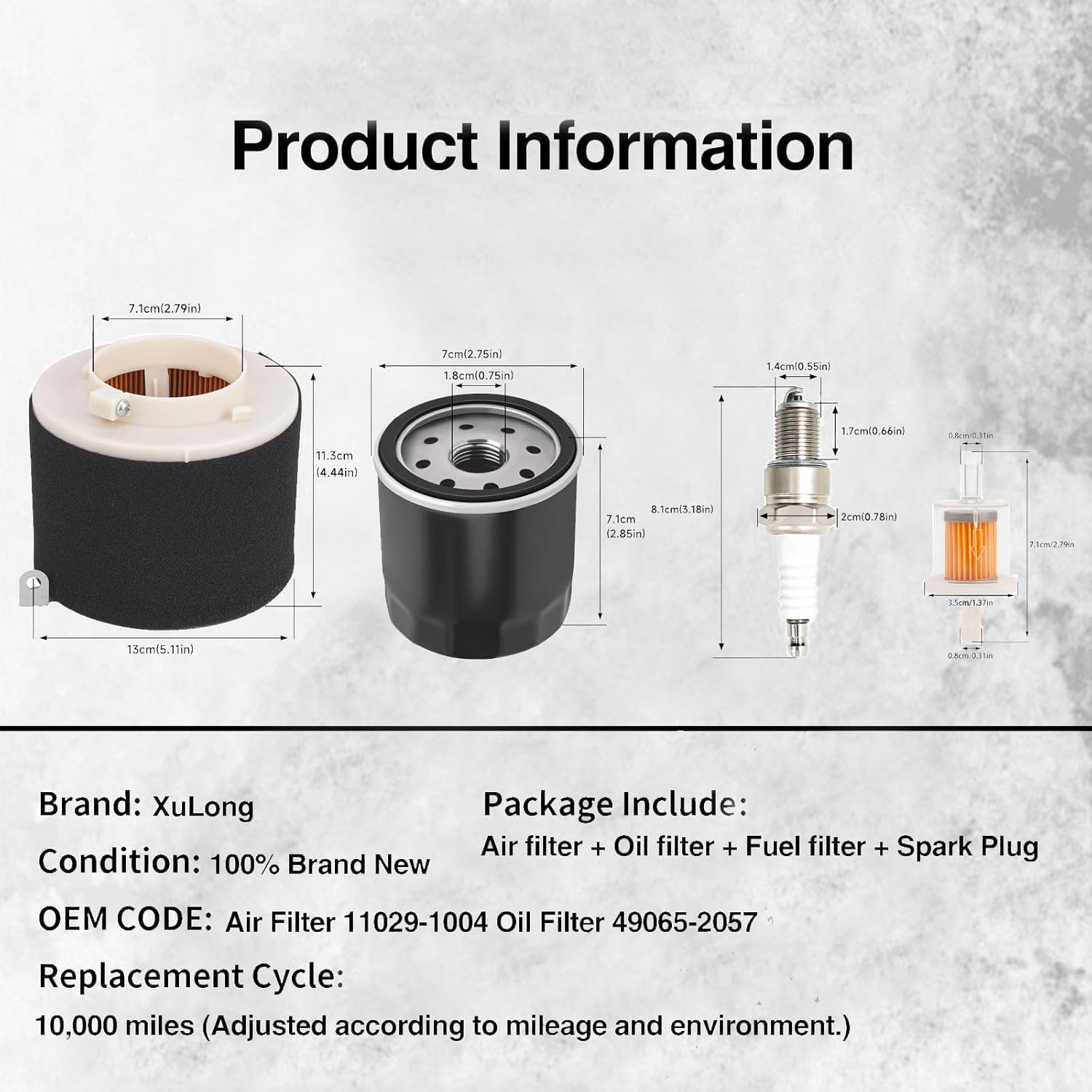 Air Filter Oil filter Fuel Filter Spark Plug 11029-1004 for Kawasaki Mule 2500 KAF620C 2510 KAF620A 4x4 2520 KAF620B Turf 500 KAF300 KAF300A KAF300B 520 KAF300D 550 KAF300 KAF300C 600 KAF400 XuLong