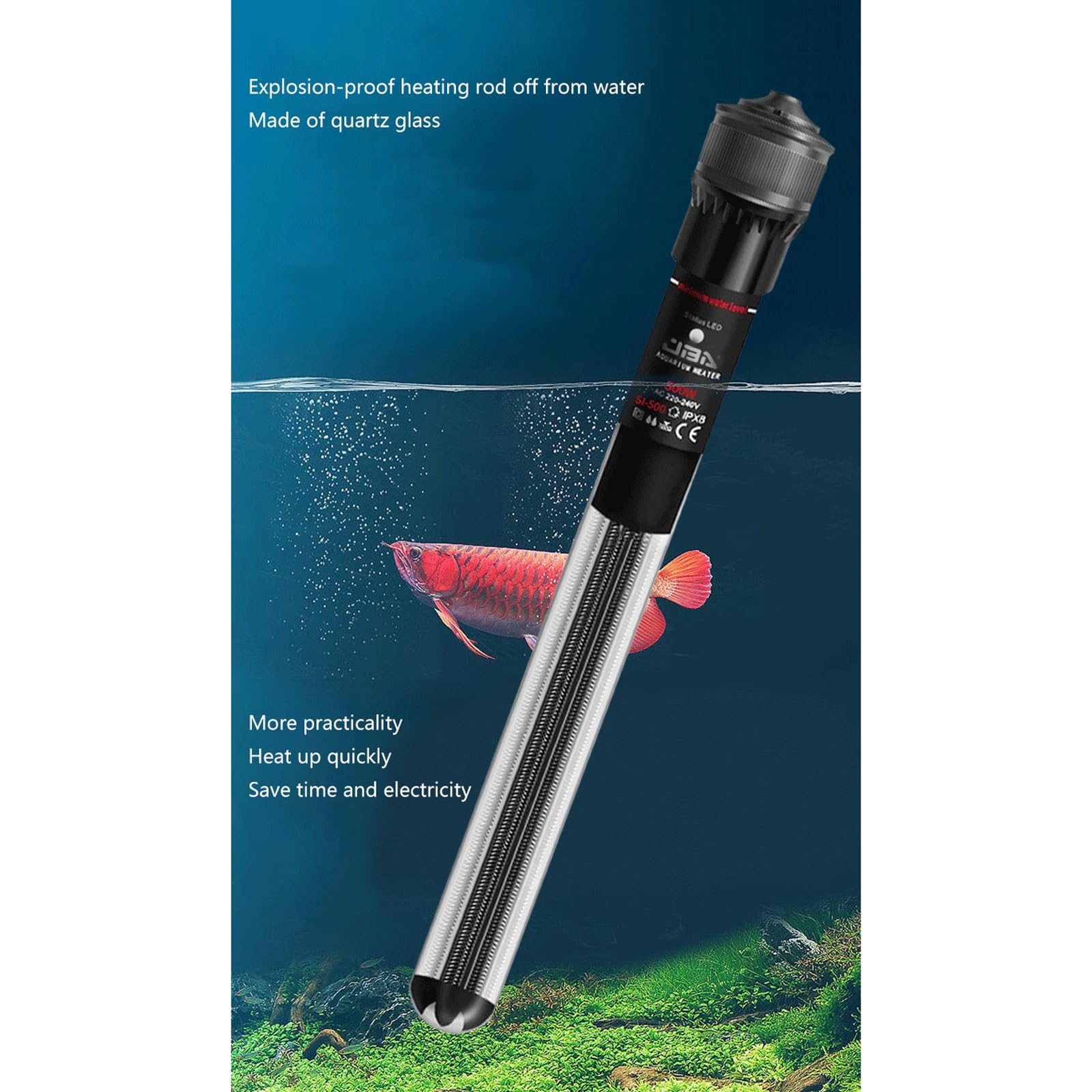Asta riscaldante per Acquario per Acquario Riscaldatore Automatico a Prova di Esplosione a Temperatura costante, 100 W (100 W)