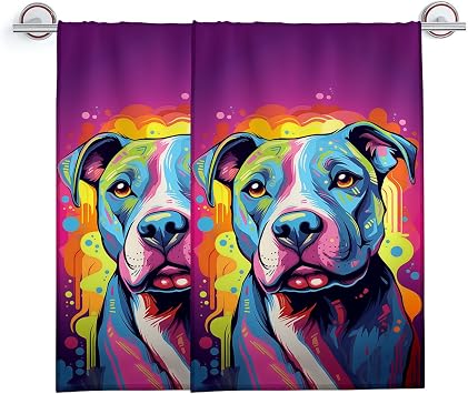 Hand Towels Set of 2 Colorful Pitbull Themed Towels for Bathroom Decorative, Bath Towels, Soft Absorbent Towels for Farmhouse Home Decor Gifts for Women 14 x 28 in