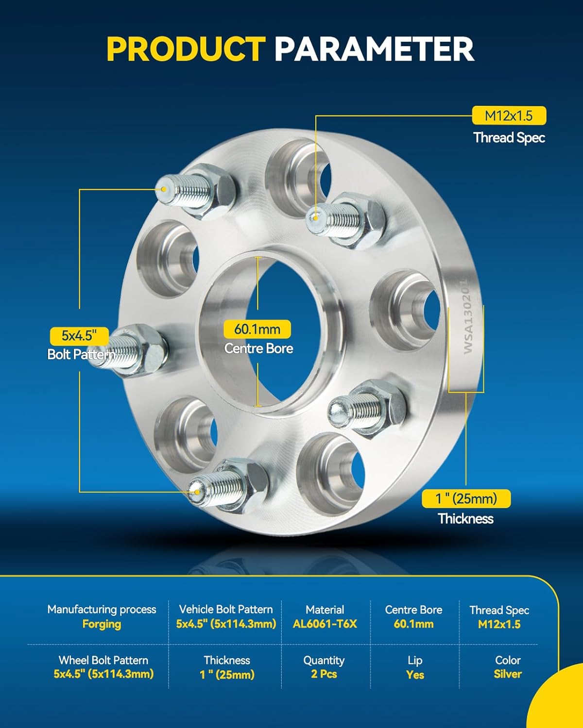 PHILTOP 1 inch 5x4.5 Wheel Spacers with M12x1.5 Studs & 60.1mm Center Bore,2Pcs Forged 5x114.3mm Hub Centric Wheel Spacers for Camry, RAV4, Tacoma, Sienna, Highlander, RX350, Venza, ES350, C-HR