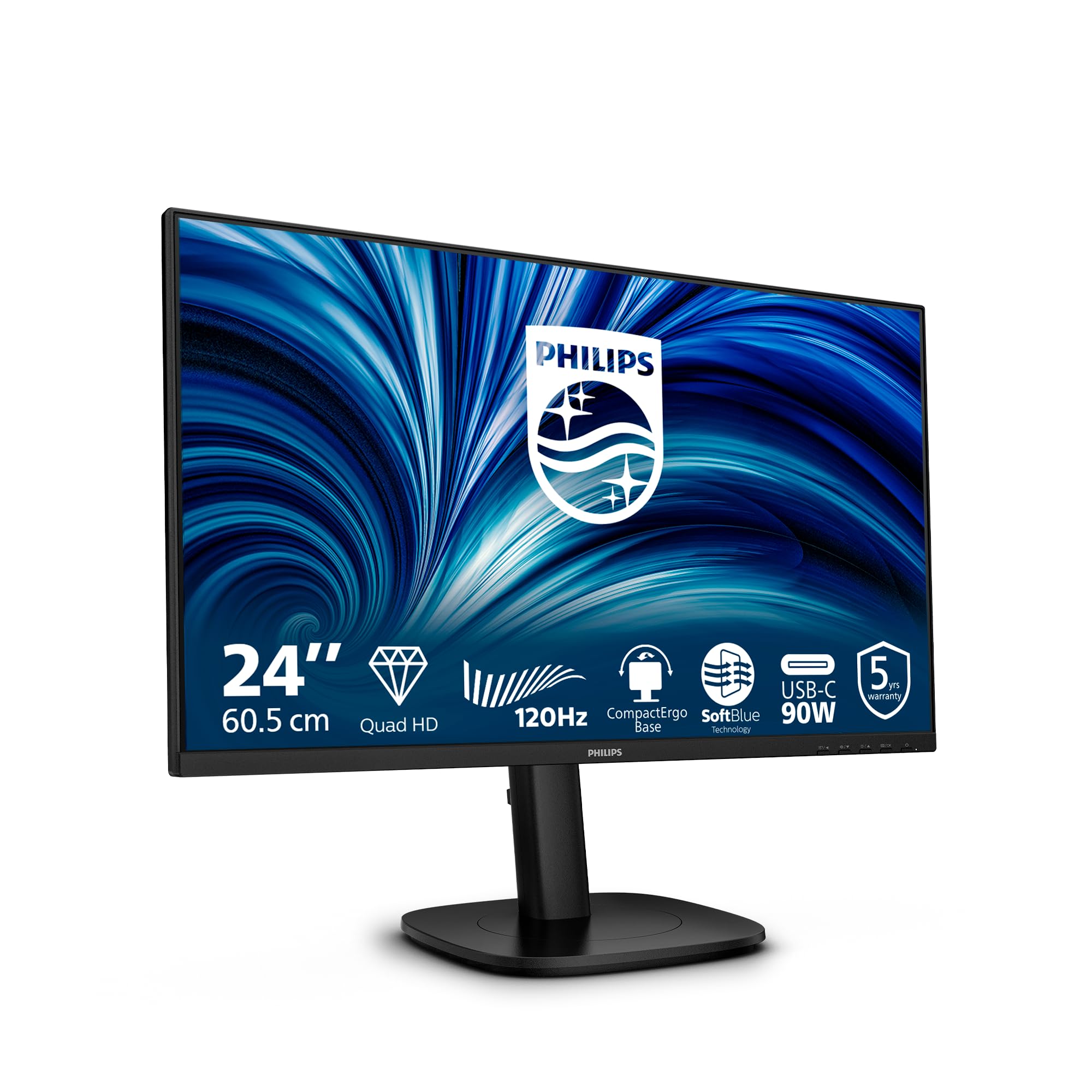 Philips 24B2u3601 24" Class Wqhd Lcd Monitor - 16:9 - 60.5 Cm (23.8") Viewable - 2560 X1440 - 120 Hz Refresh Rate - Usb Type-C - Hdmi - Displayport 8721038006414