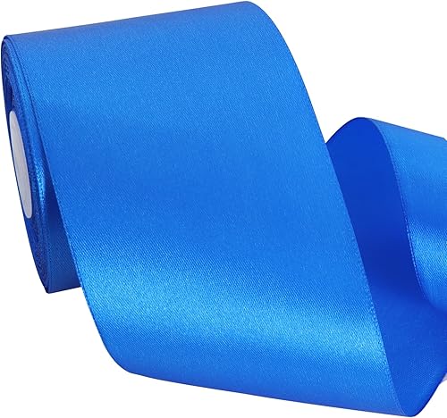 TONIFUL Cinta de satén azul real, 3 pulgadas x 25 yardas, cintas de seda maciza para envolver regalos, manualidades, ramos florales, envoltura de