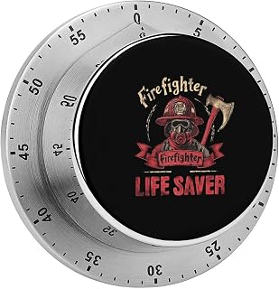 Firefighter Life Saver Kitchen Digital Timer Stainless Steel Mechanical Rotating Alarm Countdown Countup Timers 0 to 60 Minutes