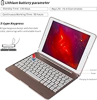 Vista 4 de NOKBABO Funda de teclado para iPad Pro de 9.7 pulgadas, iPad 2018 6ª generación, iPad 5ª generación 2017, iPad Air 2 y 1 con teclado, cubierta Oro