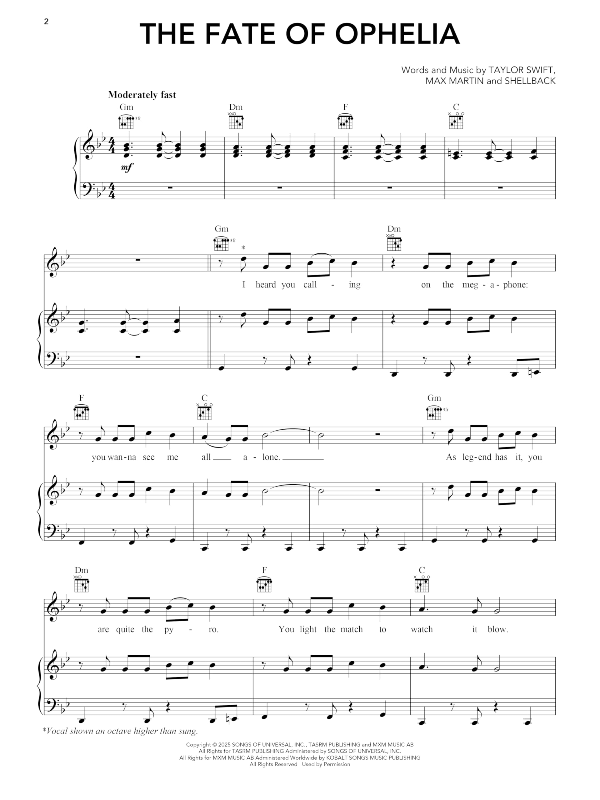 Taylor Swift - The Life of a Showgirl | Partitions Piano, Voix & Guitare | Recueil Officiel Pop Rock Album Complet 12 Titres pour Chanteurs, Pianistes et Guitaristes Tous Niveaux