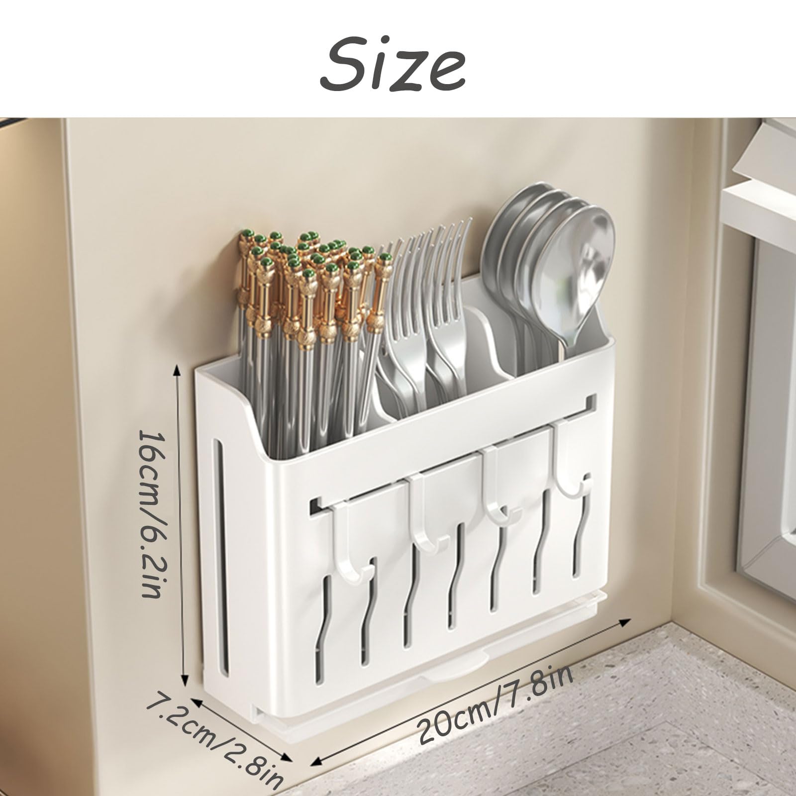 Soporte para utensilios de pared, organizador de cocina colgante con ganchos para cuchillos, palillos, cubiertos, tenedores, cucharas y toallas, elegante organizador de almacenamiento negro
