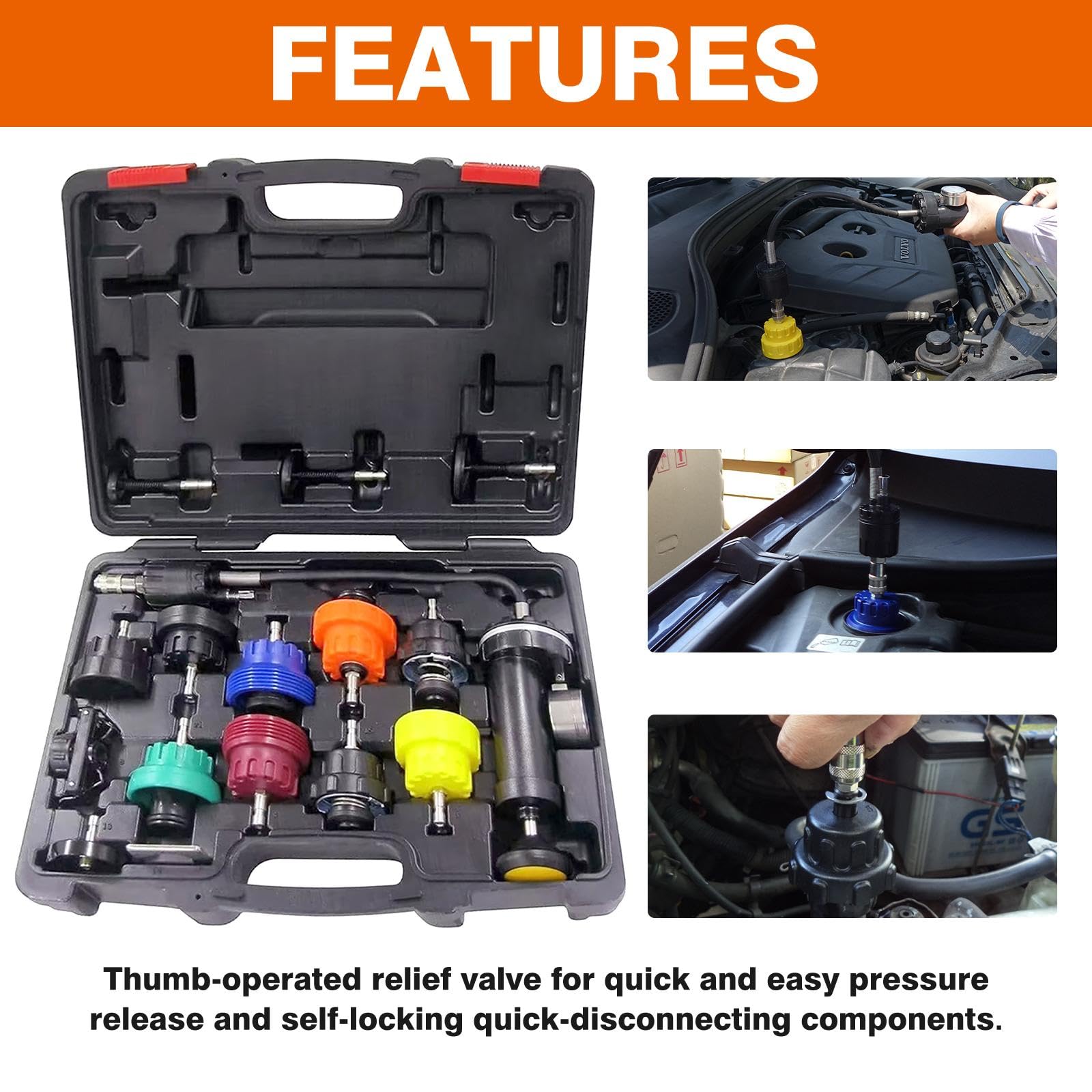 SLCUKMT CoolPro Radiator Pump Pressure Leak Tester Kit - Vuum Pressure Cooling System Tester