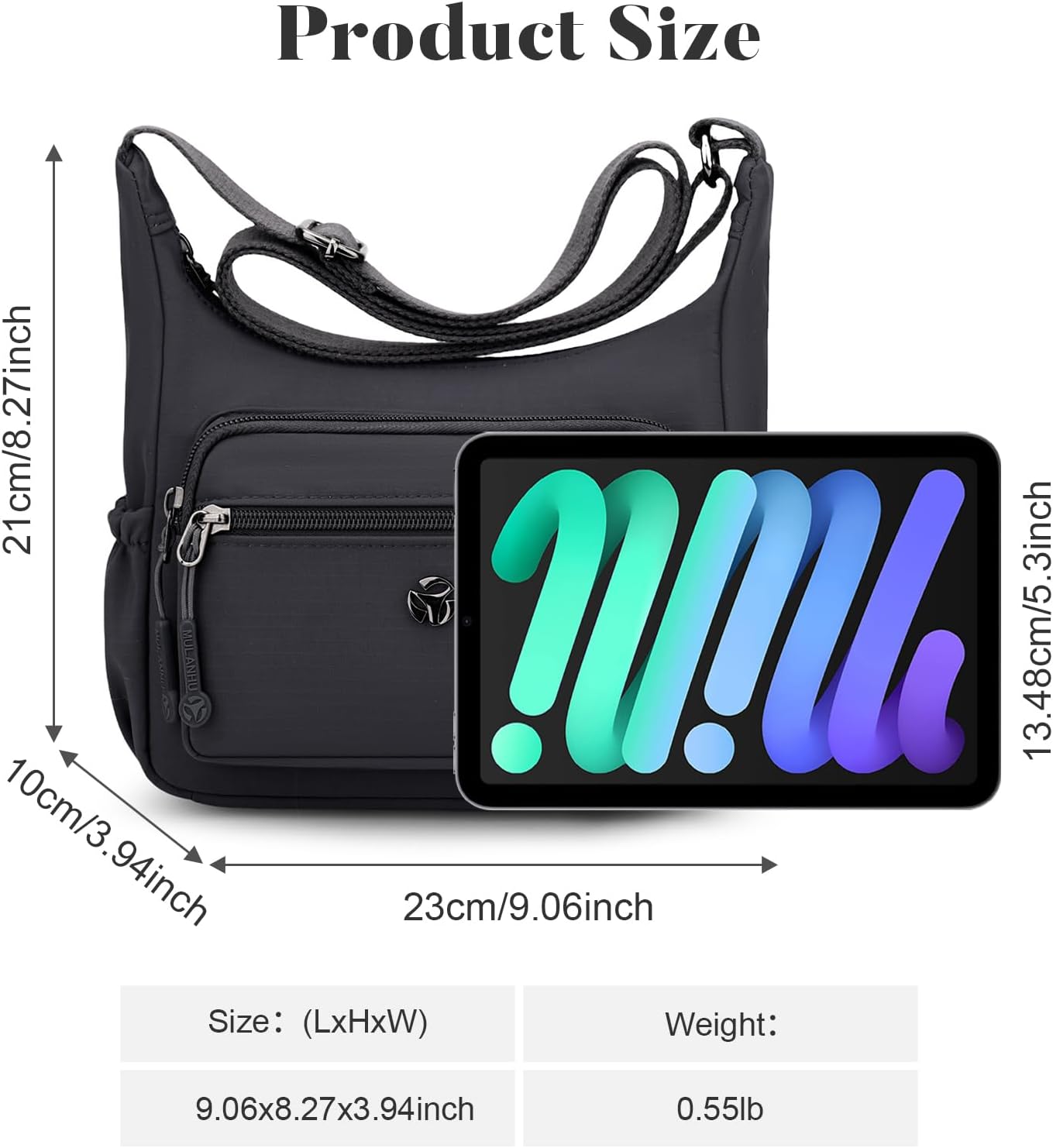 LassZone Nylon Crossbody Bag for Women Multi-Pocket Shoulder Handbag Travel Satchel Purse with Adjustable Strap - Image 4