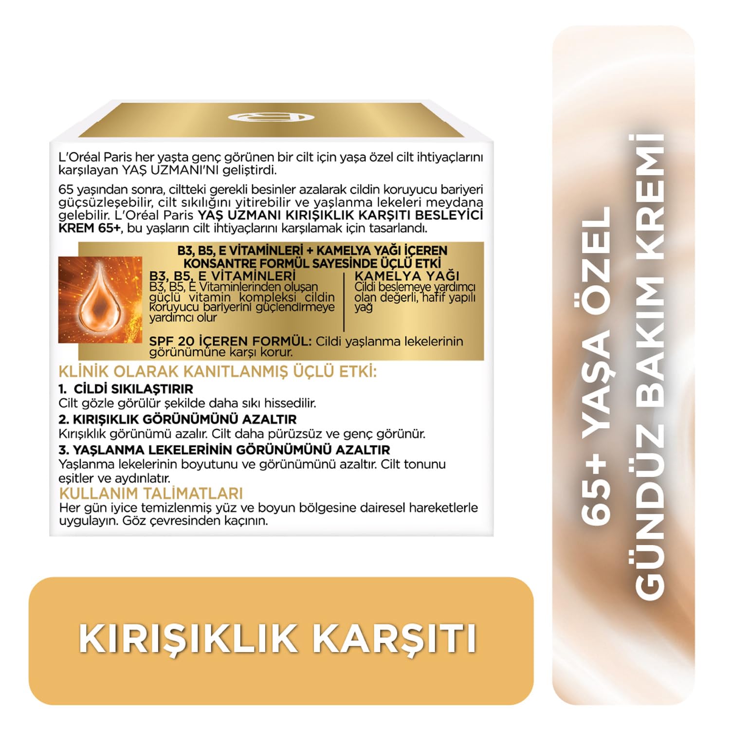 L'OREAL PARIS Yaş Uzmanı 65+ Kırışıklık Karşıtı Besleyici Krem