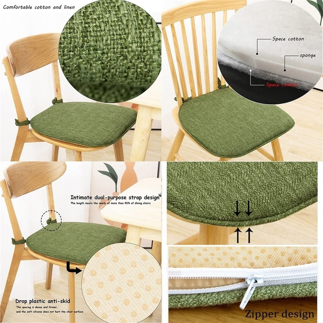 Lot De 2 Coussin De Chaise - Housse Coton/Lin, Fond Anti-Dérapant, Attaches - 43x41 Cm - Pour Salle à Manger, Bureau, Jardin (Café)