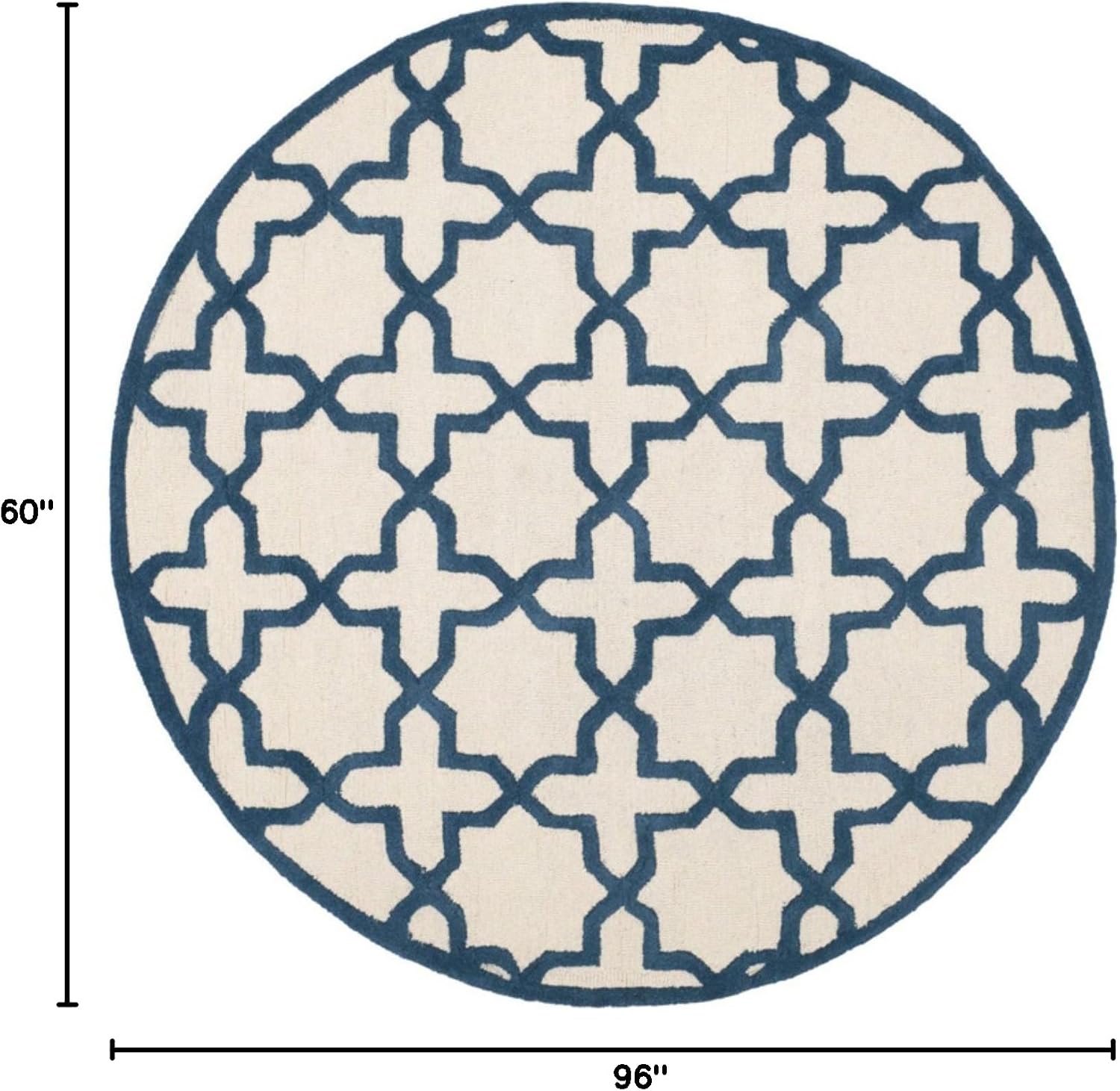Ivory and Light Blue Hand-Tufted Wool Geometric Rug, 4' x 6'