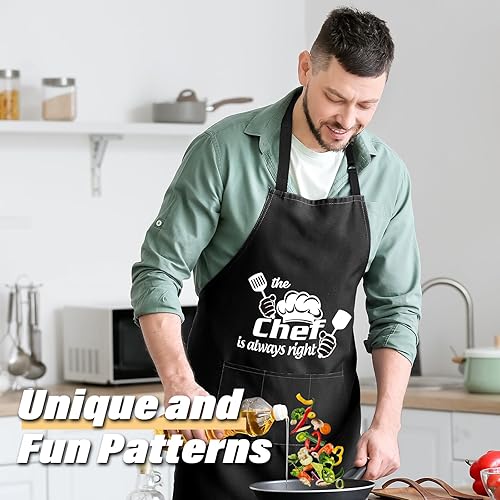 Miniatura 7 de LONGESISM Delantal de cocina para hombres y mujeres, regalos del día de San Valentín para él, correa ajustable para el cuello, delantal de barbacoa,