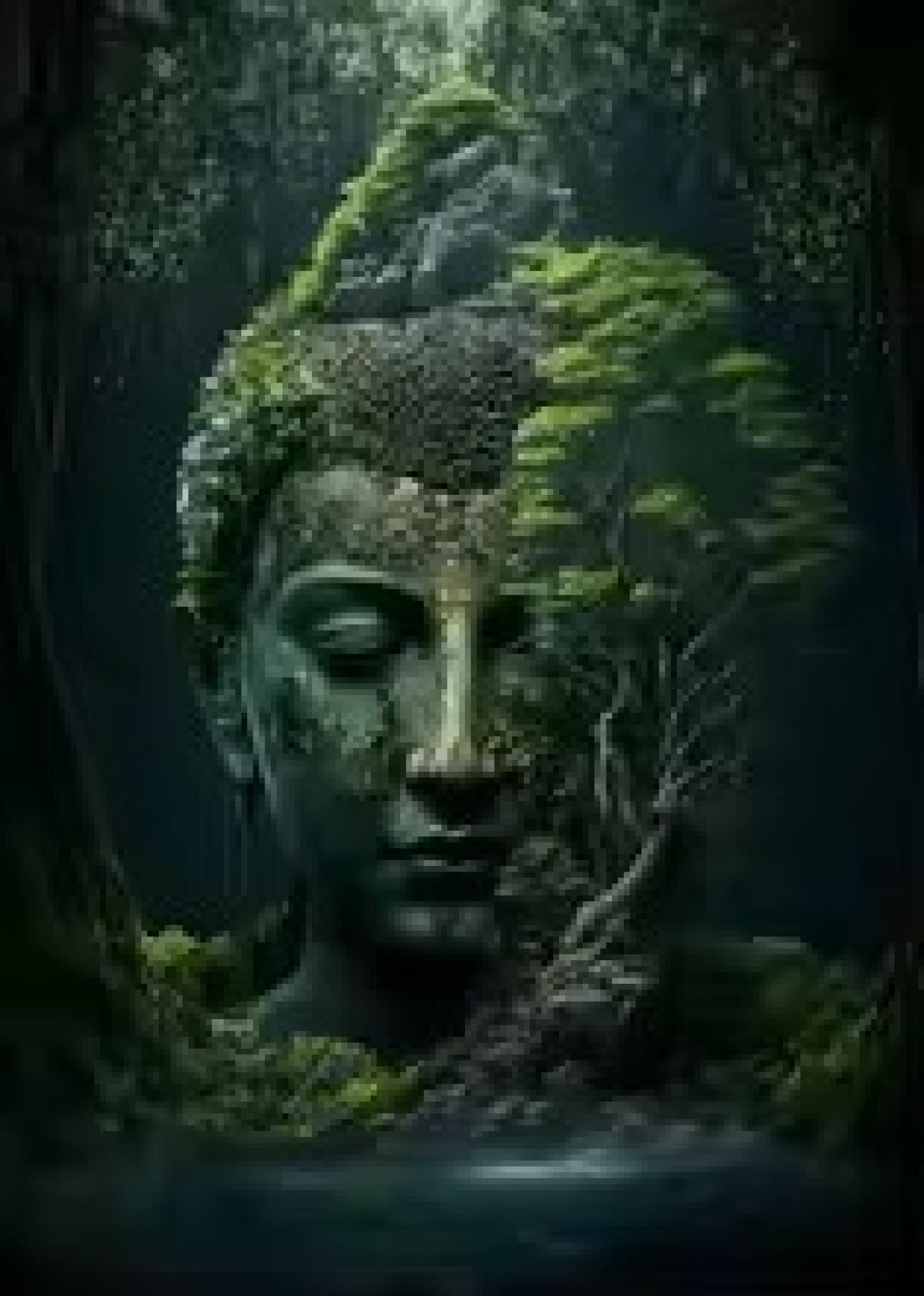 XBTYKPB Póster e impresiones de Buda en la naturaleza para decoración de sala de estar, estatua budista y paisaje, lienzo, arte de pared, 60 x 110 cm, 2 marcos interiores