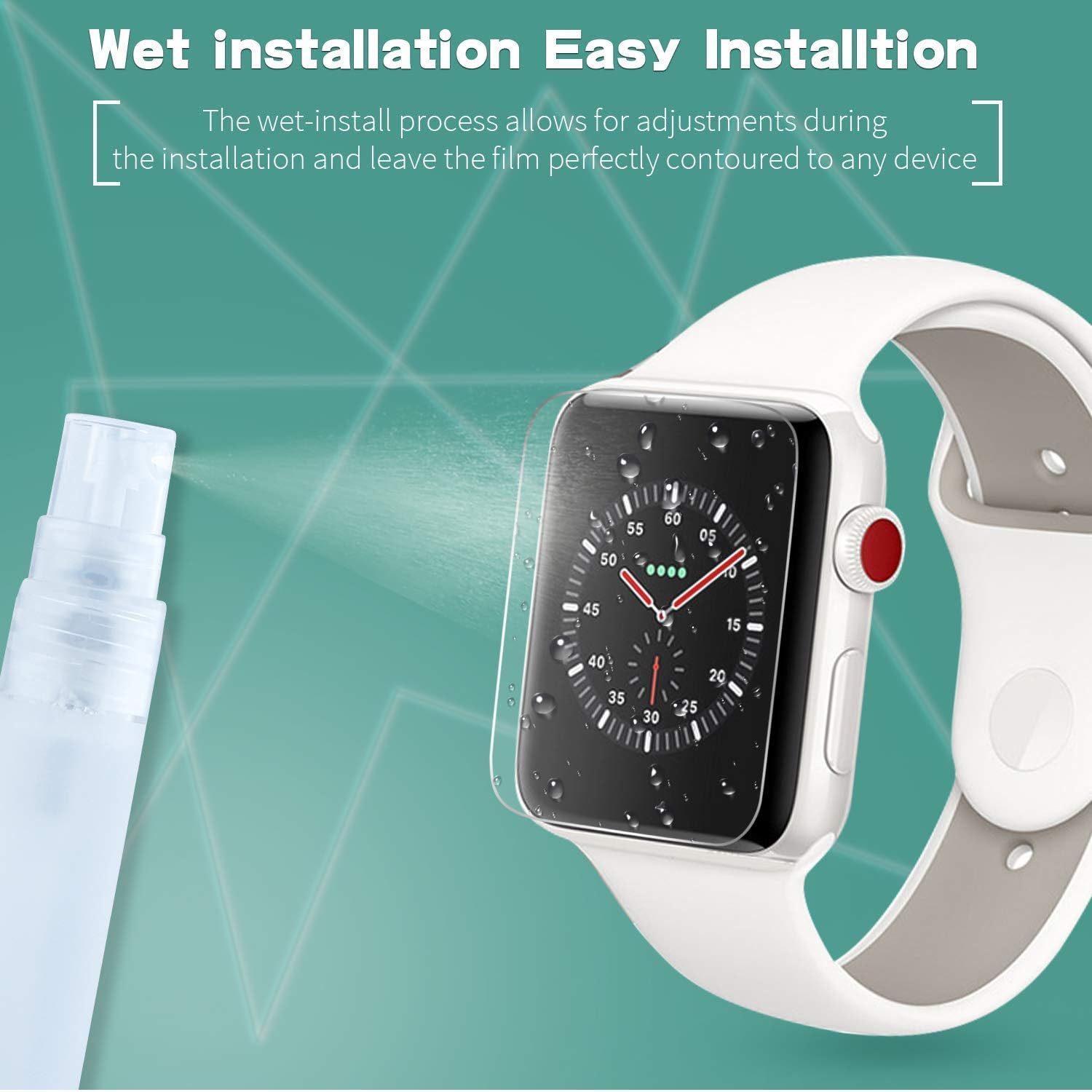 [8 Pack] AnoKe for Apple Watch iWatch 42mm / 44mm Screen Protector (Series 6/5 / 4/ SE Series 3/2),Liquid Skin [Max Coverage] Curved Edge Case Band Friendly Lifetime Replacement Warranty 42mm /44mm