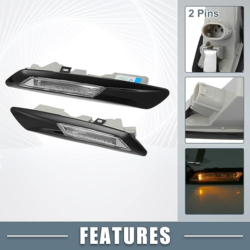 Miniatura 3 de Juego de indicadores de luz de señal de giro y marcador lateral ámbar para parachoques de coche 63137154169 para BMW 528i 535i 550i 2011-2013