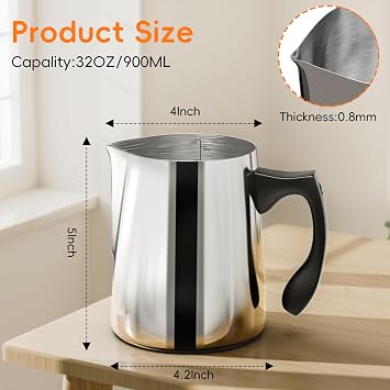Candle Making Pouring Pot, 32oz Stainless Steel Wax Melting Pot