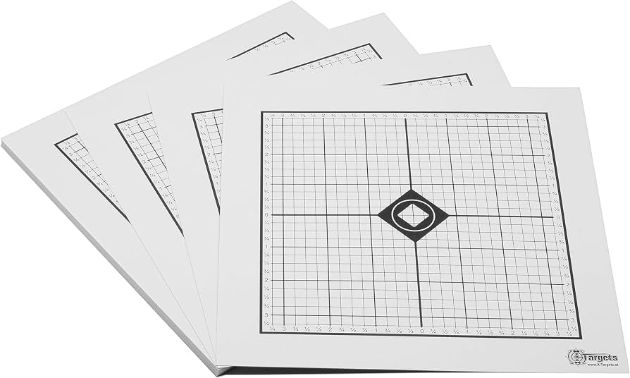 Cibles Tir *Target X4R* - 26x26cm En Carton 250g/m² | Lot De 4 Cibles Par Feuille