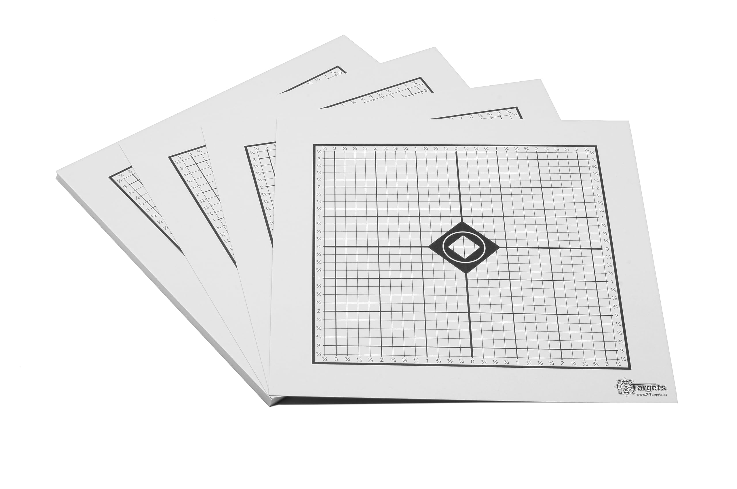 Cible MOA Target - 26 x 26 cm - Carton 250 g/m² - Idéal pour le tir pour les tireurs sportifs - 1/4 MOA sur 100 m