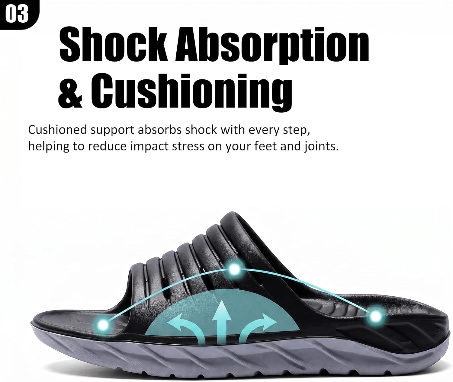 Men's Recovery Sandals Arch Support Orthotic Slip On Slides Cushioning for Plantar Fasciitis Post-Exercise Foot & Joint Relief