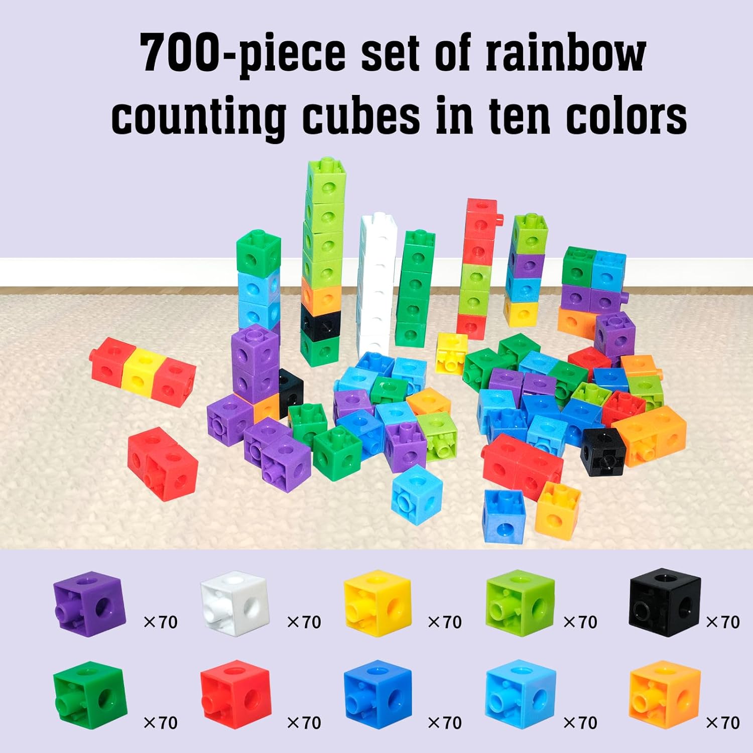 701 Pcs Math Learning Linking Cube with Storage Container Counting Cubes Plastic Colorful Counting Blocks Math Manipulatives Classroom Learning Supplies for Home School Educational(Blue)