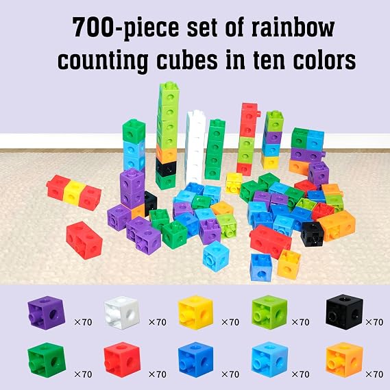 701 Pcs Linking Cubes 2cm Math Counting Blocks with Storage Box
