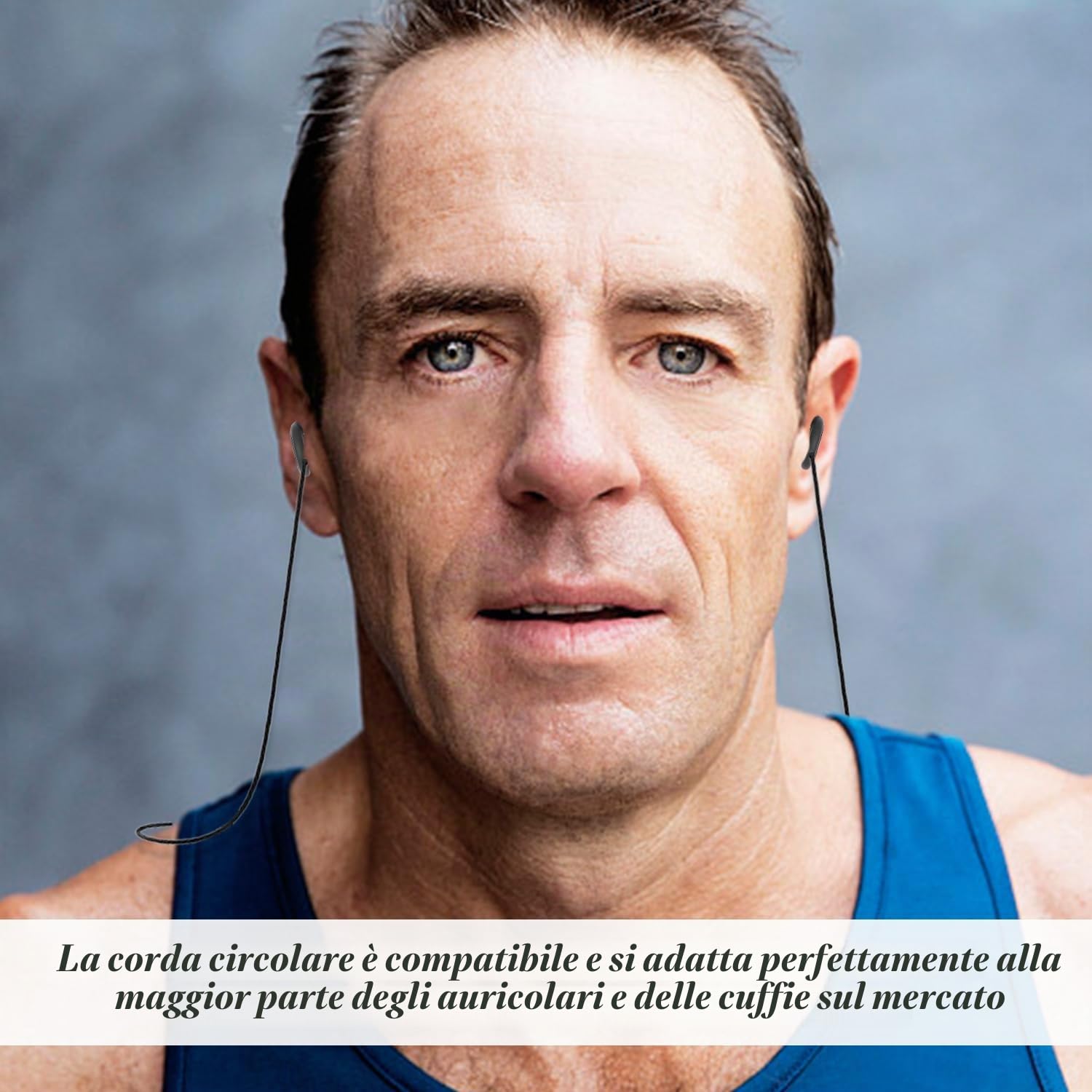 2 Cavi Antiscivolamento Per Auricolari – Compatibili Con Punte Rimovibili, Silicone Morbido, Lunghezza 48 Cm, Per Sport E Viaggi