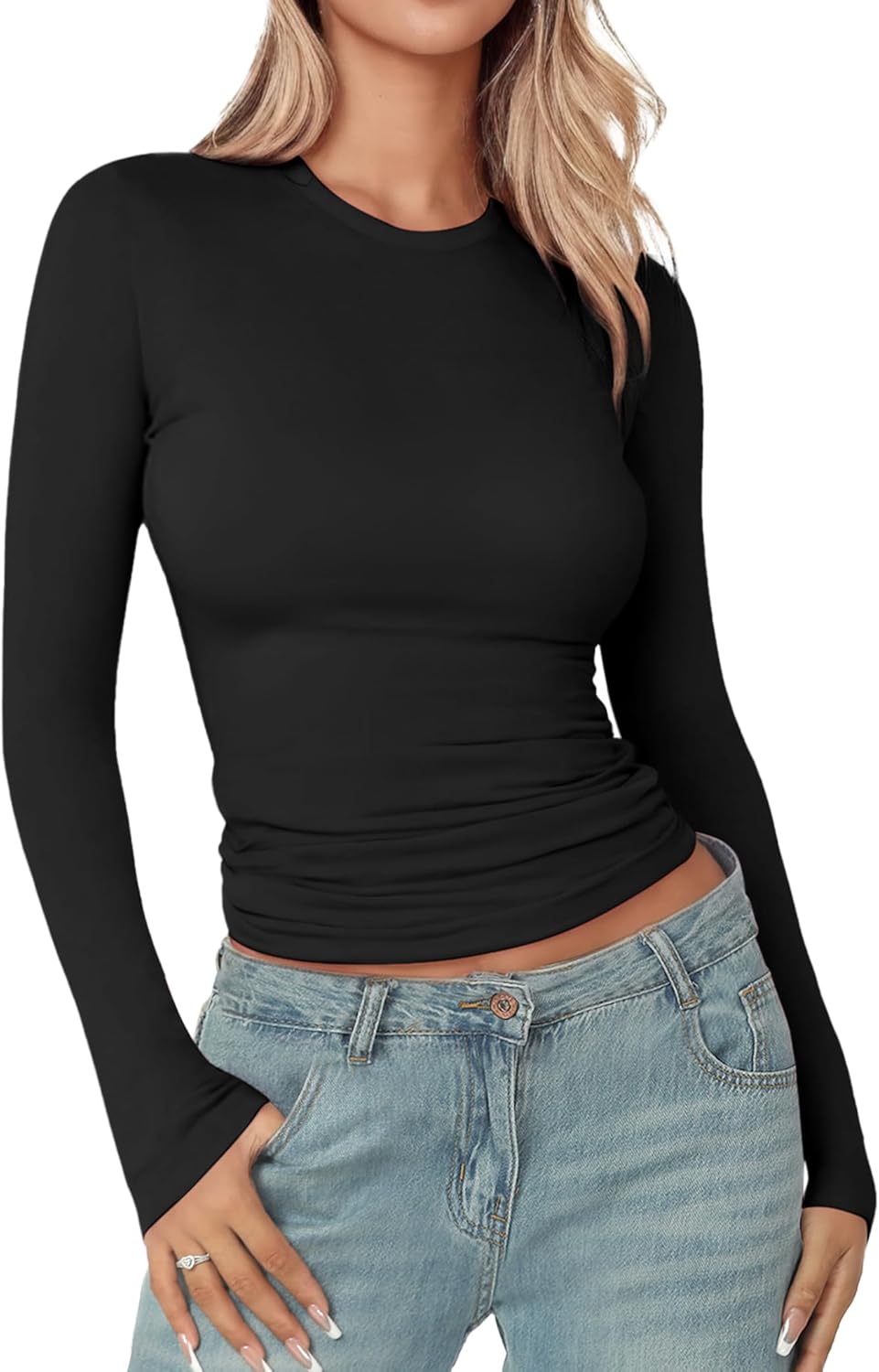 YOGINGO Basic Womens Crew Neck Long Sleeve T Shirt Fitted Plain Tees 2024 Fall Y2k Going Out Crop Tops Cute Tight Shirts YOGINGO Basic Womens Crew Neck Long Sleeve T Shirt Fitted Plain Tees 2024 Fall Y2k Going Out Crop Tops Cute Tight Shirts