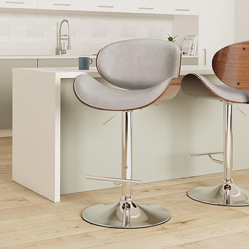 Miniatura 82 de SIMPLIHOME Marana - Taburete de bar giratorio ajustable – Silla tapizada de metal de 33 pulgadas de altura de asiento en piel sintética vegana