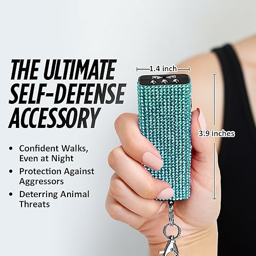 Miniatura 13 de Guard Dog Security Mini llavero de pistola aturdidora con brillos, potente pistola aturdidora para mujeres con linterna LED, recargable por USB