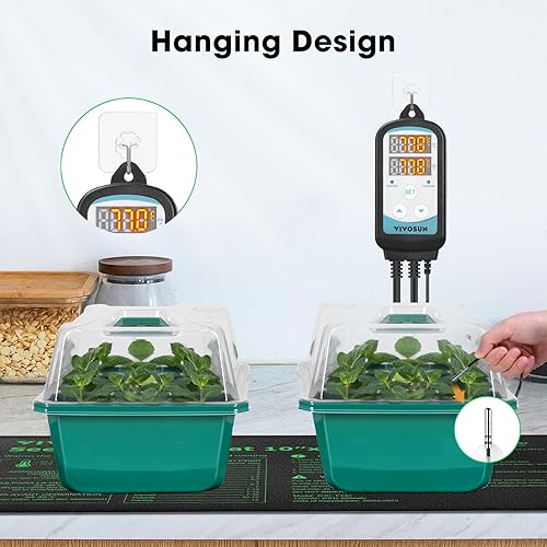 Miniatura 8 de VIVOSUN Controlador digital de temperatura de 1500 W, termostato de salida de 2 etapas modo de calefacción y refrigeración, termostato con pantalla