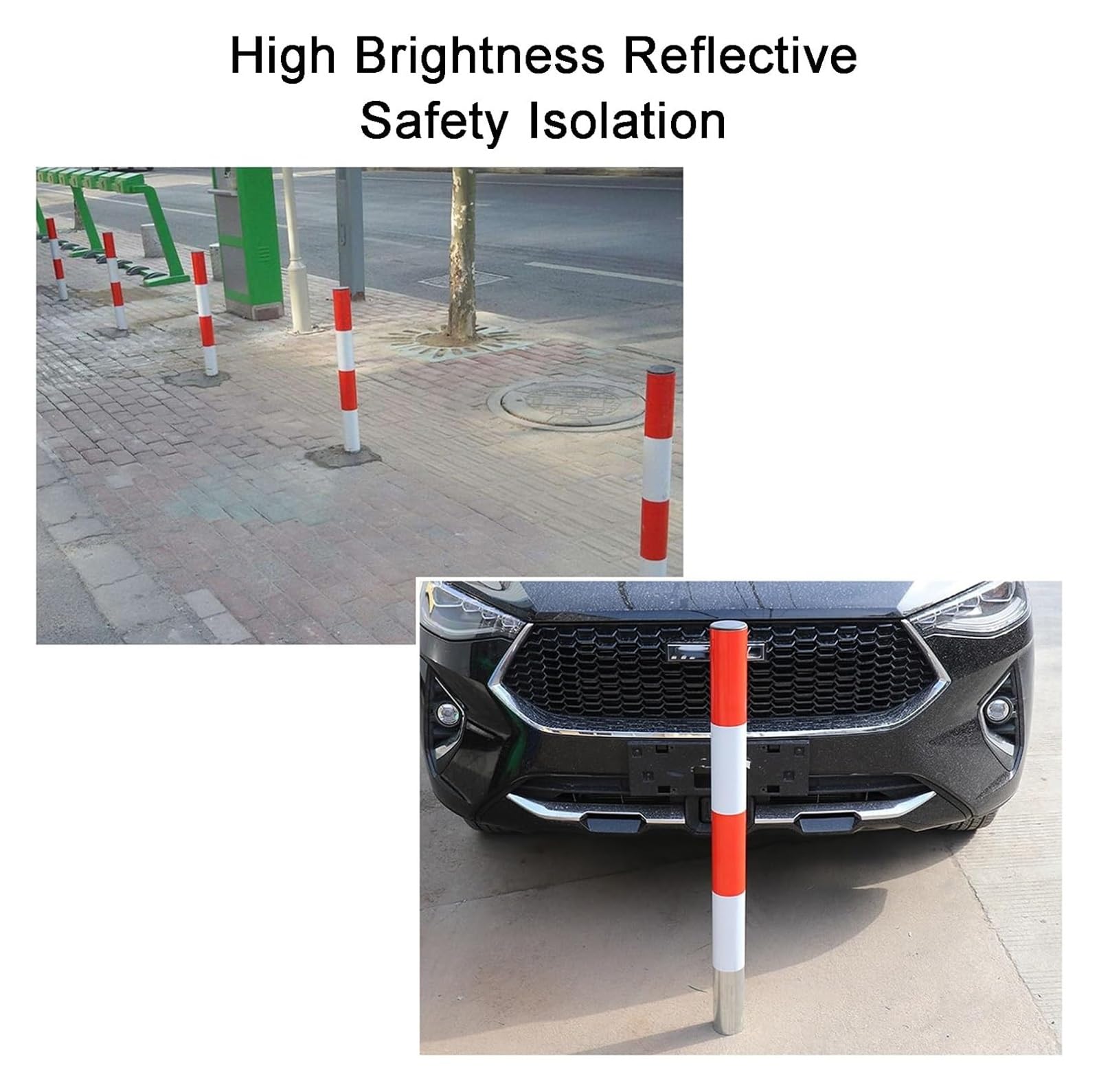 Postes delimitadores de tráfico para bolardos de Seguridad, bolardos de Acero, bolardos metálicos para Aparcamiento,76 * 1000mm/3 * 39in
