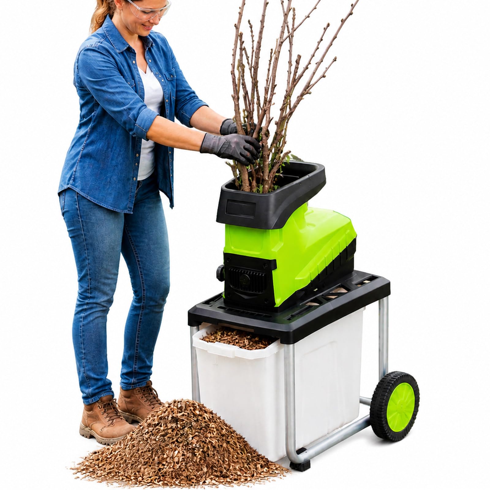 Broyeur De Végétaux Silencieux Électrique 2800w À Rouleau
