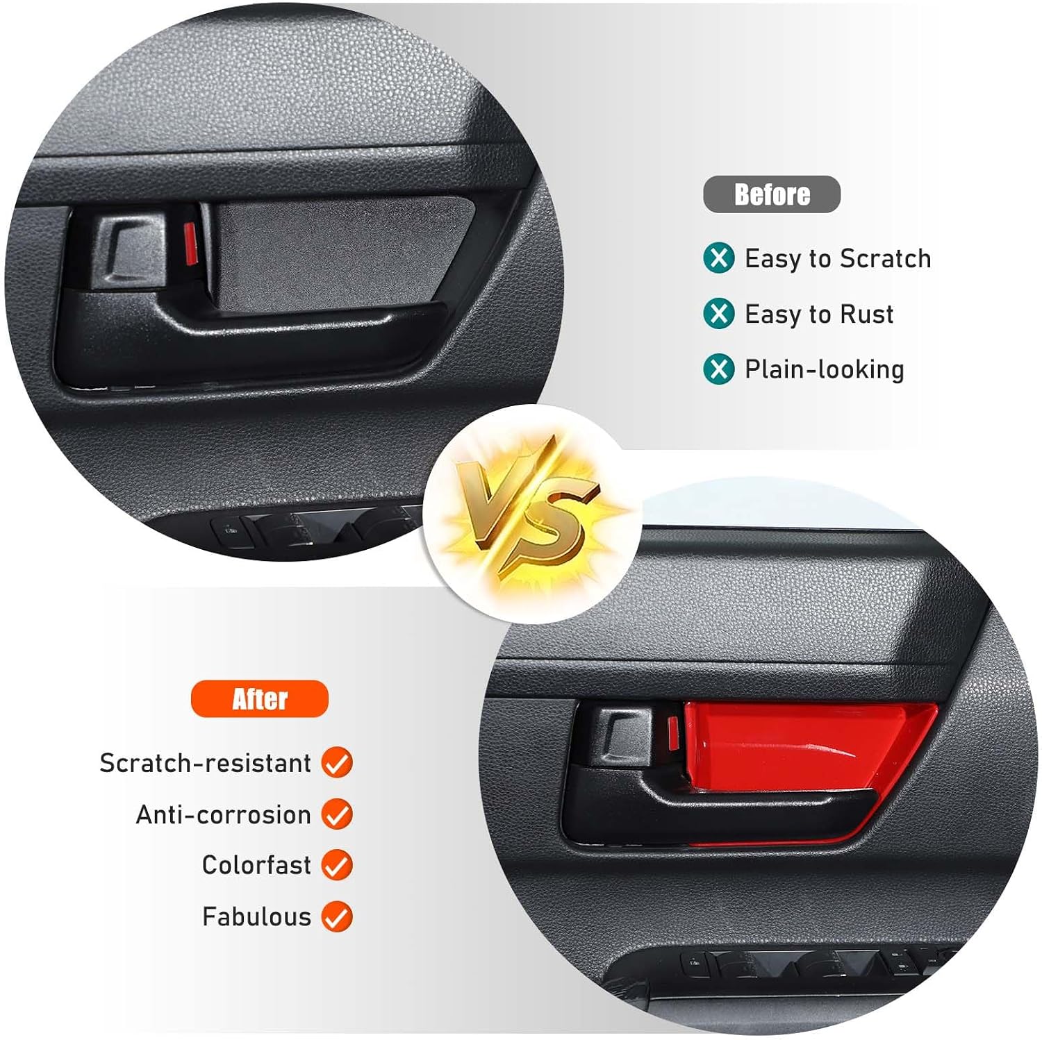Compatible with Toyota Tacoma 2024 2025+,ABS Interior Door Handle Protector Trim Frame Cover,Interior Door Handle Bowl Cover Frame (Red)