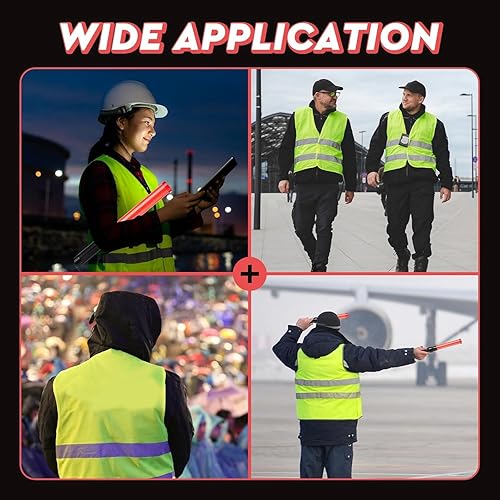 Miniatura 6 de Kanayu Juego de 16 chalecos de seguridad de alta visibilidad de 16 pulgadas, incluye 8 chalecos de seguridad reflectantes, 8 varitas de seguridad