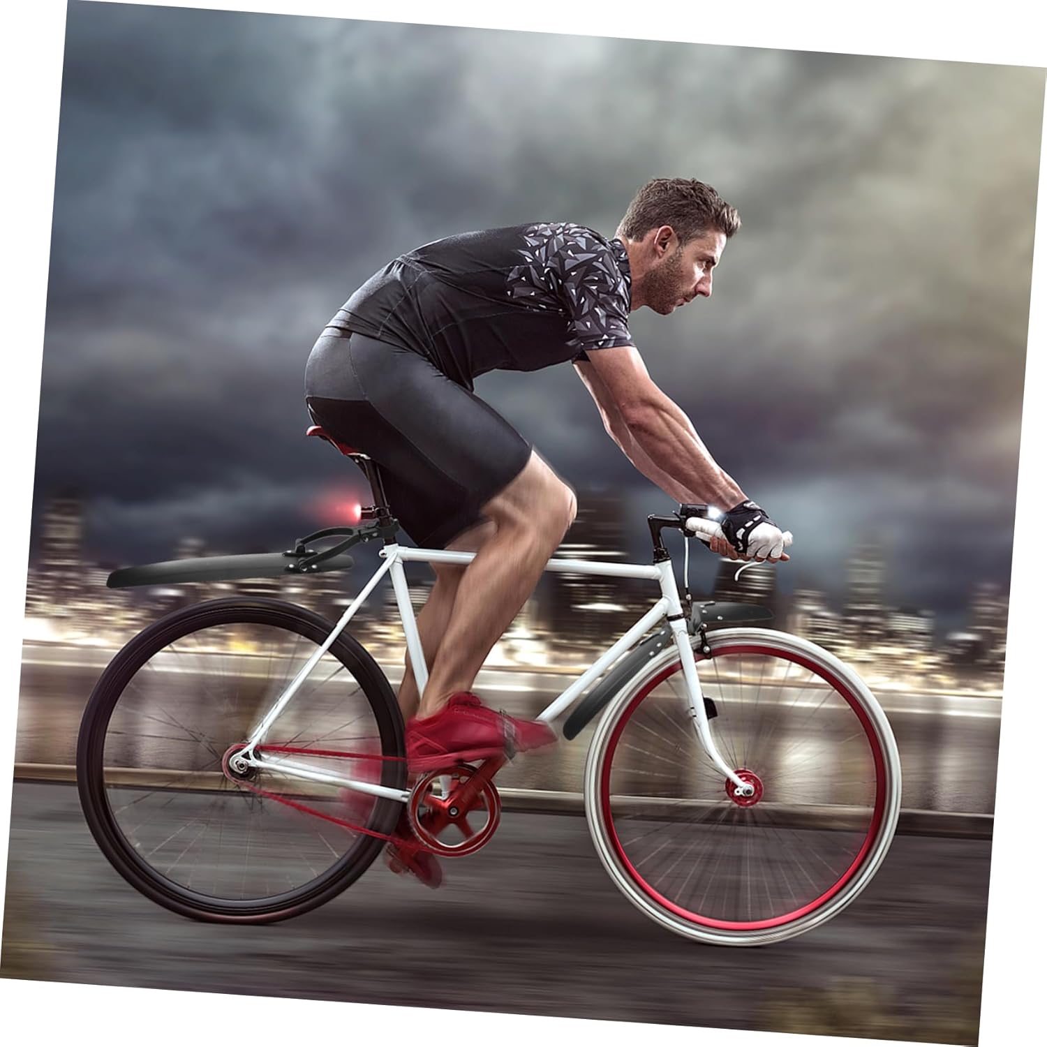 Mikikit Bicycle Bike Mud Guards Protector for Mudguard Dirt Resistant Rear Mud Guard Bike Plastic Black