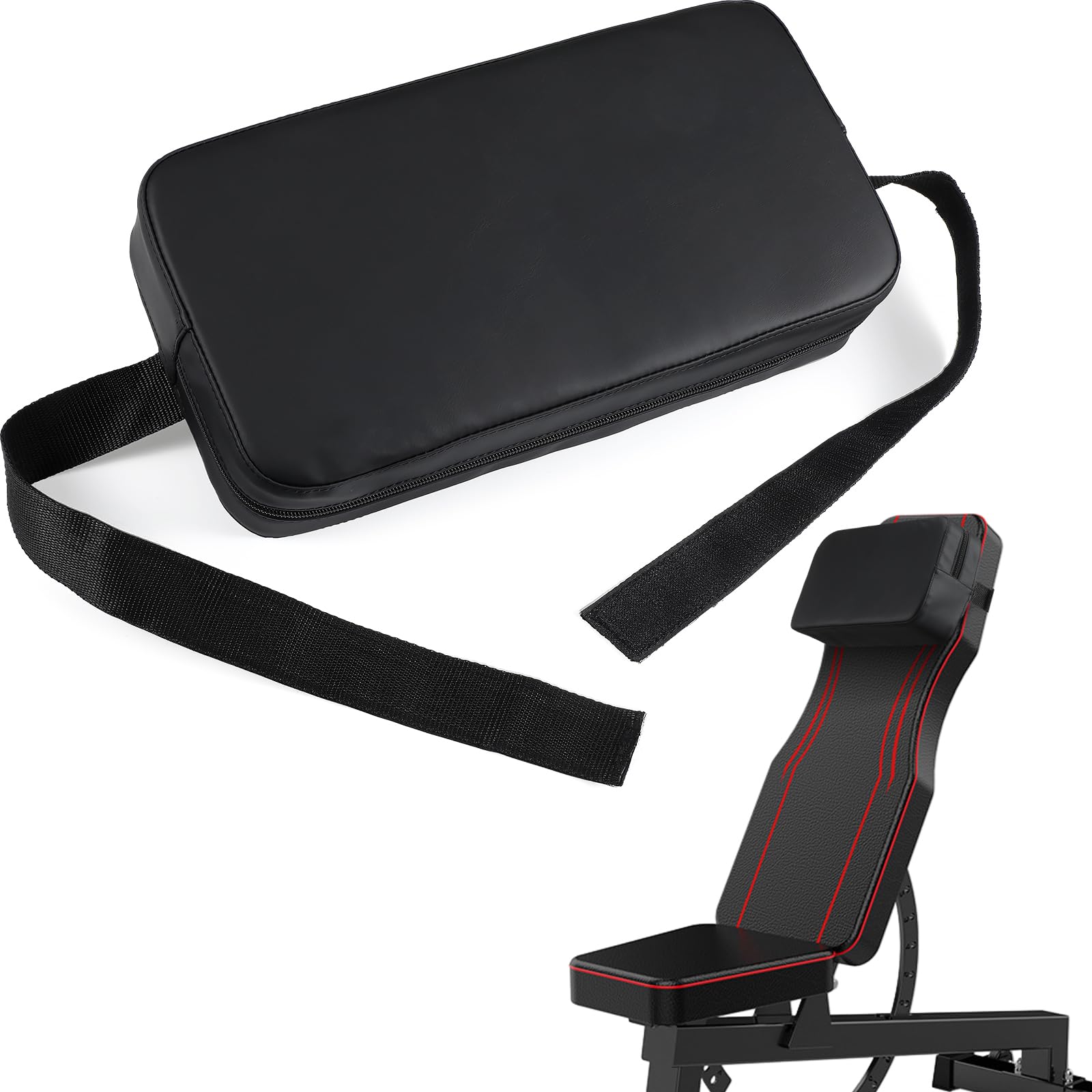 Simgoing Weight Lifting Pad Bench Chest Press Back Pad for Free Weight Bench Exercises and Chest Press Support Non Slip PVC Leather Foam Support for Home Gym Strength Training(13.8x7.1x3.3 Inch)