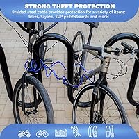 Vista 2 de DocksLocks Juego de candado de cable de seguridad (5 pies a 25 pies de longitud) – Resistente a la intemperie, extremos en bucle, en espiral