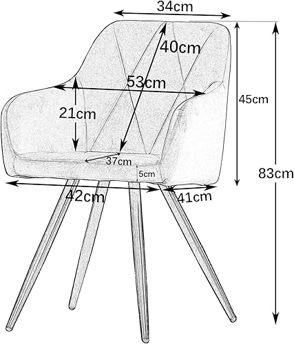 Miniatura 2 de Juego de 2 sillas de comedor de terciopelo con brazo decorativo para cocina, asiento de esponja gruesa, silla de ocio moderna para comedor, sala de
