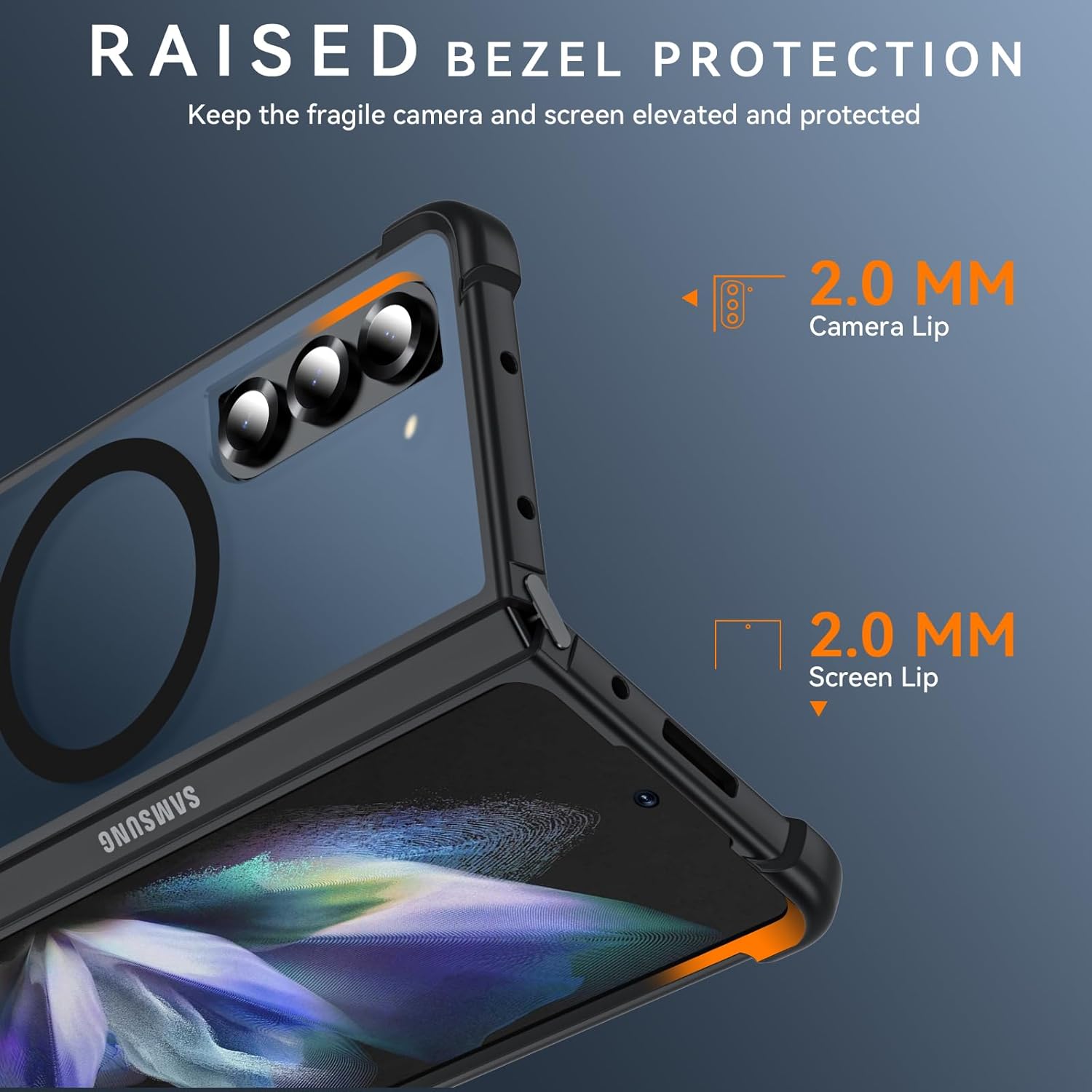 Hensinple for Samsung Galaxy Z Fold 4 Case Magnetic, Z Fold4 Case [Compatible with MagSafe][Slim Fit], Magnetic Charing Translucent Matte Back Shockproof Phone Case for Z Fold 4, Black