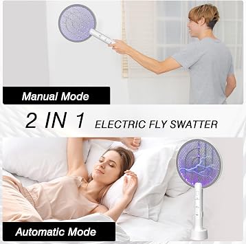 Electric Fly swatter Rechargeable, 2-in-1 Modes, 4000V, USB-C
