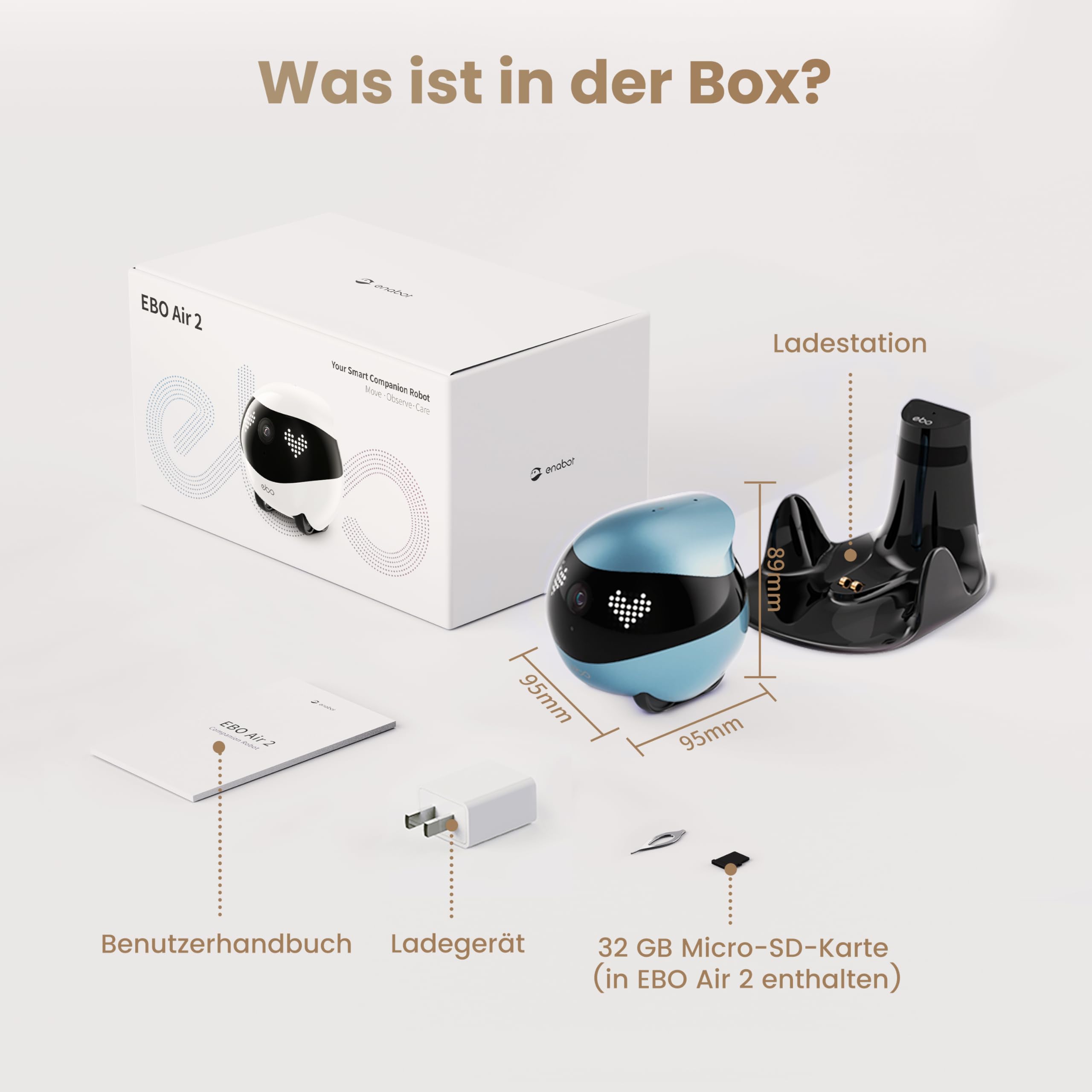 Enabot EBO Air 2 FamilyBot - Cámara de vigilancia Inteligente 2K Robot con autocarga, Robot de Patrulla para vigilancia en el hogar, cámara inalámbrica para Perros y Gatos con visión Nocturna, Audio