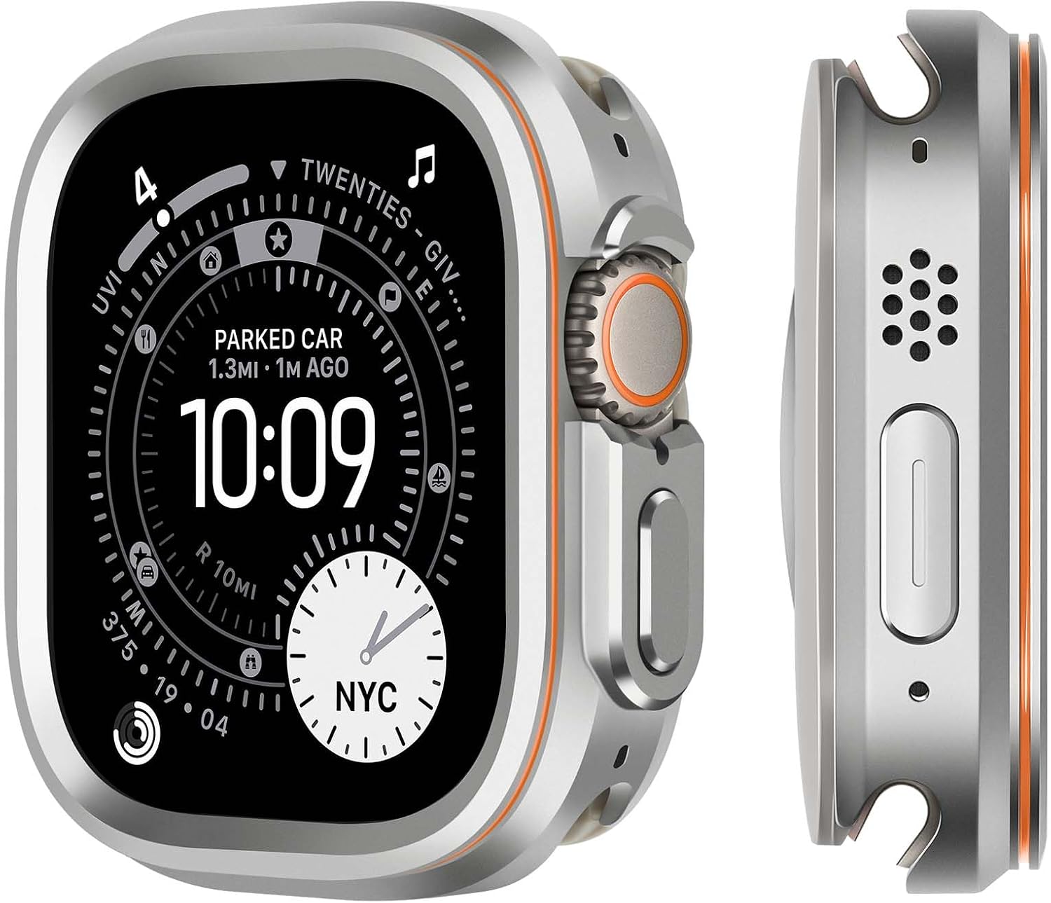 Metal Cover Compatible with Apple Watch Ultra 3/2/1 Case 49mm, 2 in 1 Protective Rugged Bumpe for iWatch Ultra 49mm (Black)