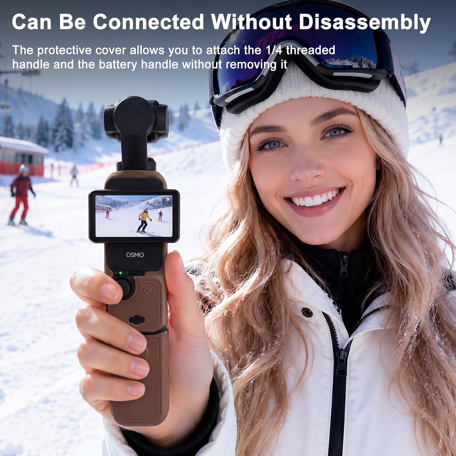 Pocket 3 Silicone Case, for Xtra Muse Camera Soft Protective Case, Anti-Scratch, Slim Fit Skin with Screen Protector & Mic Cover for DJI Osmo Pocket 3 / Xtra Muse Accessories(Brown)
