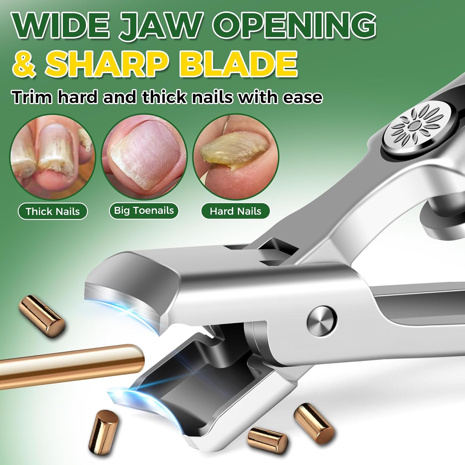 Toenail Clippers for Thick Nails for Seniors - Large Toe Nail Clippers for Men with Catcher - 360 Degree Rotary Toenail Clippers for Seniors, Heavy Duty Edgy Nail Clipper for Thick Nails