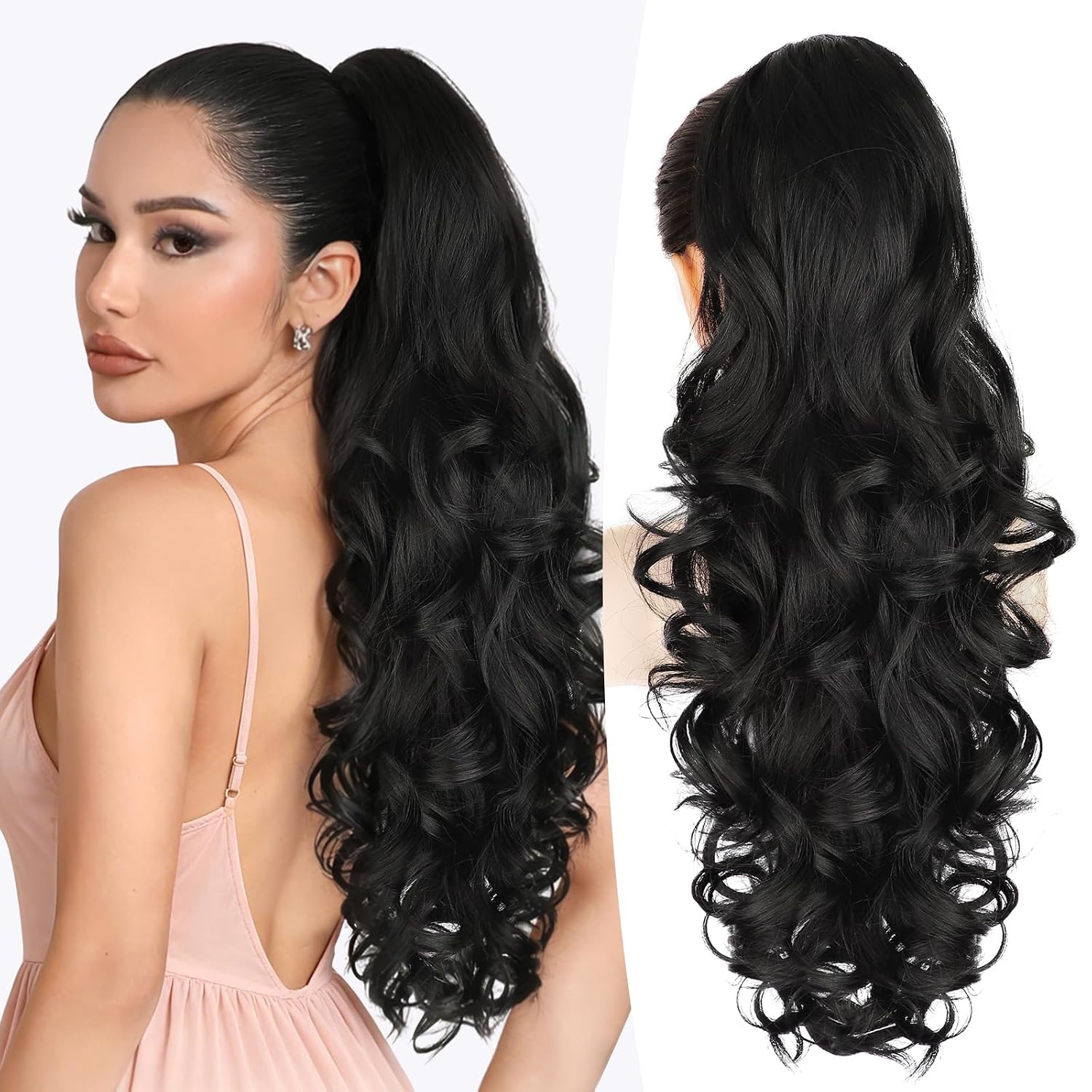 ALXNAN Ponytail Extension - 24 Inch Curly Hairpiece