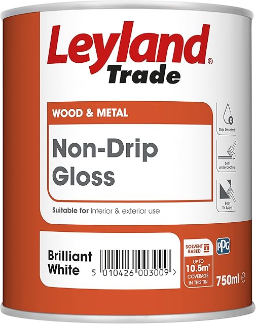 Leyland Trade Non Drip Gloss Paint - Brillaint White 750ml