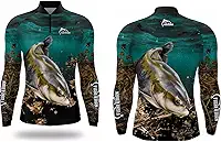 Camisa Pesca Masculina Camiseta Pescaria Tambaqui Fisherman Brasil Manga Longa Proteção Solar UV50